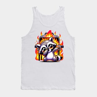 Dabbing Raccoon and Barbecue Grill Fire Tank Top